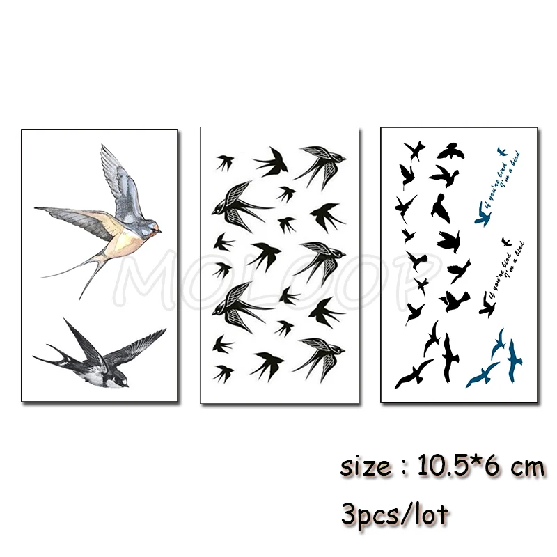 Водостойкая Временная 3D Цветная Бабочка Птица Животное водная переводная