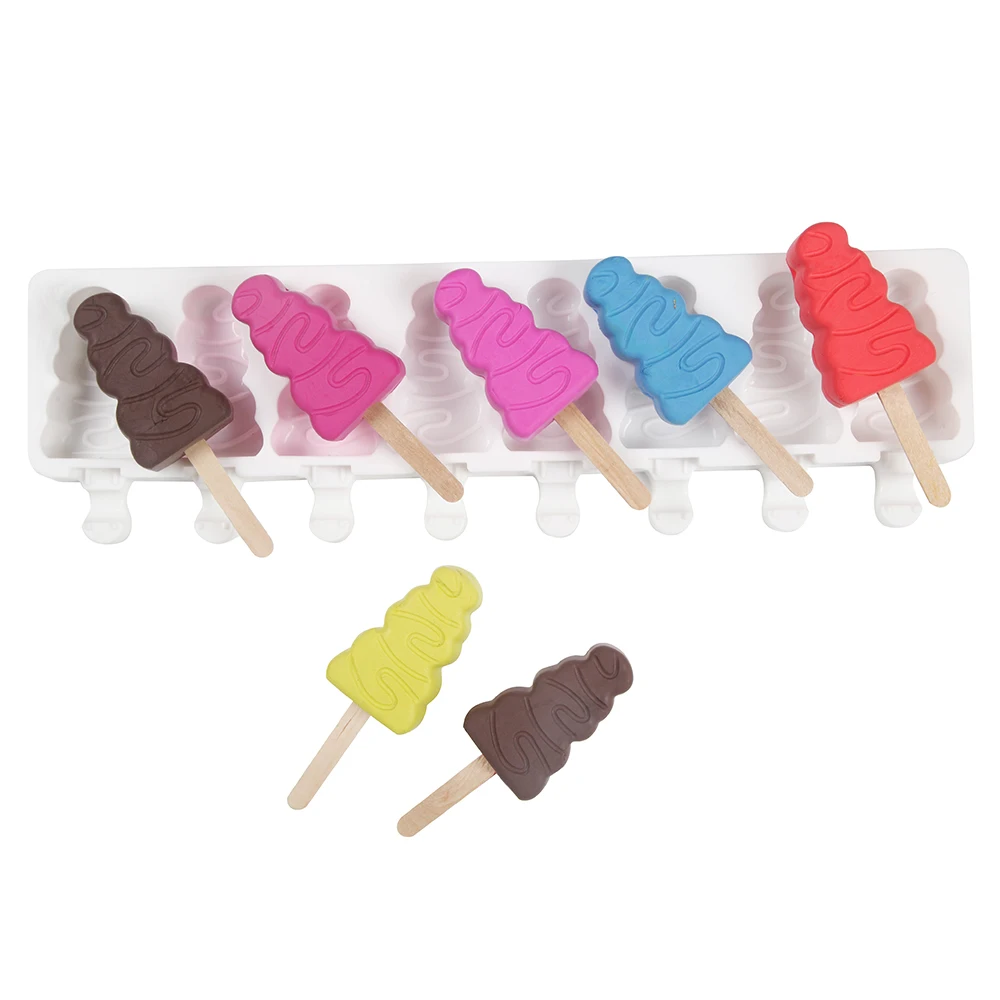 

Silicone Ice Cream Mold DIY Homemade Popsicle Moulds Freezer 8 Cell Christmas Ice Cube Tray Popsicle Barrel Makers Baking Tools