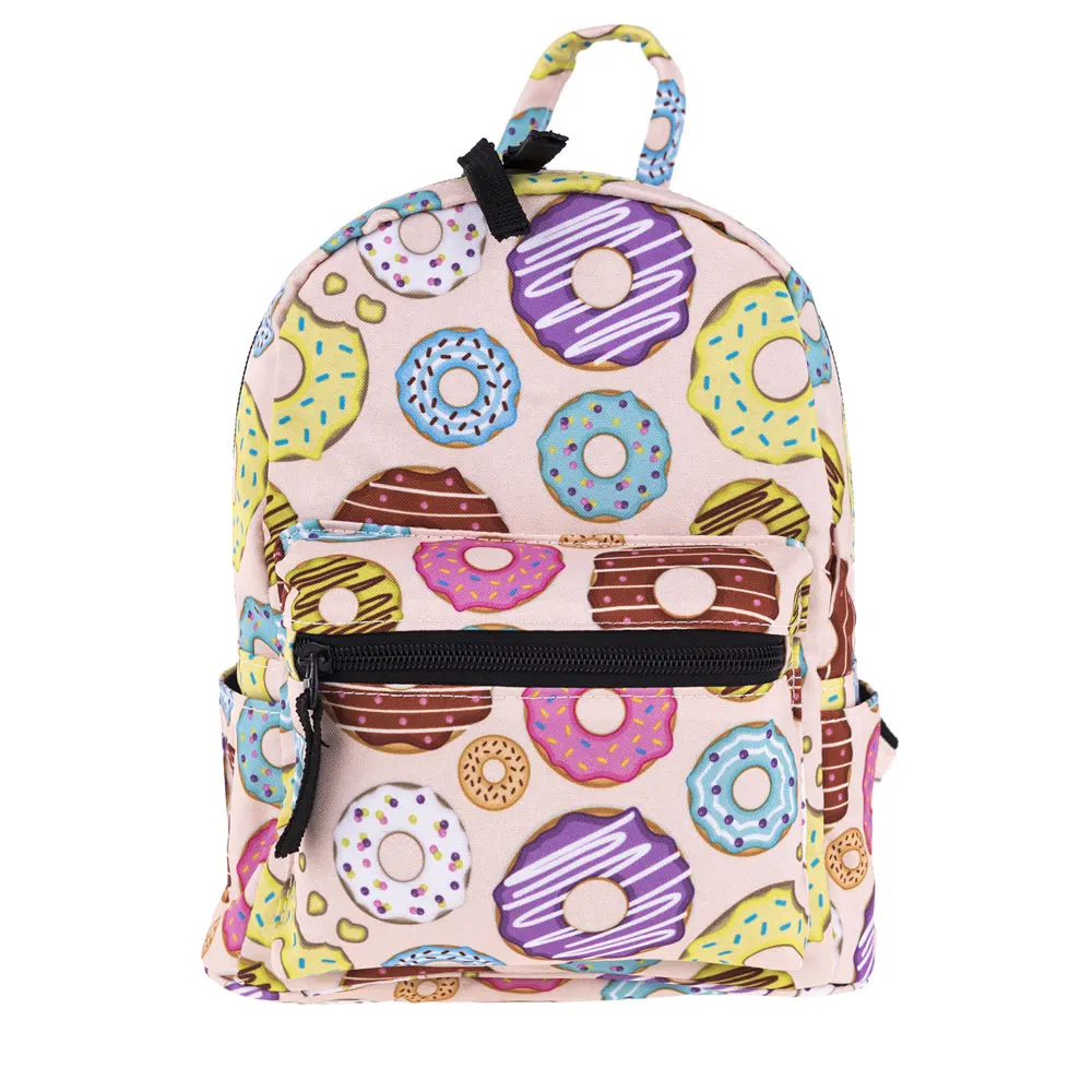 Cartoon Print School Bag For Girl Cute Donuts Kawaii Backpack Mini Casual Waterproof Travel Small Backpack Women