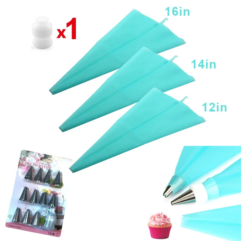 

Silicone Pastry Bags Set Reusable Icing Piping Bags Baking Cookie Cake Decorating Pastry Bags with Icing Couplers Baking tools