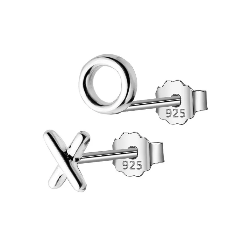 Женские серьги гвоздики из серебра 100% пробы с круглым вырезом|fashion stud earrings|stud