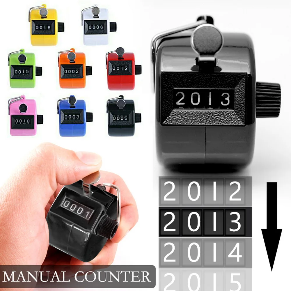 

Clicker 4 Digit Number Counters Plastic Shell Hand Finger Display Manual Counting Tally Clicker Timer Soccer Golf Counter