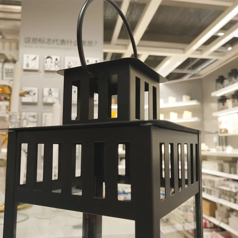 Железное стекло подсвечники лампа ретро открытый ветрозащитный подсвечник