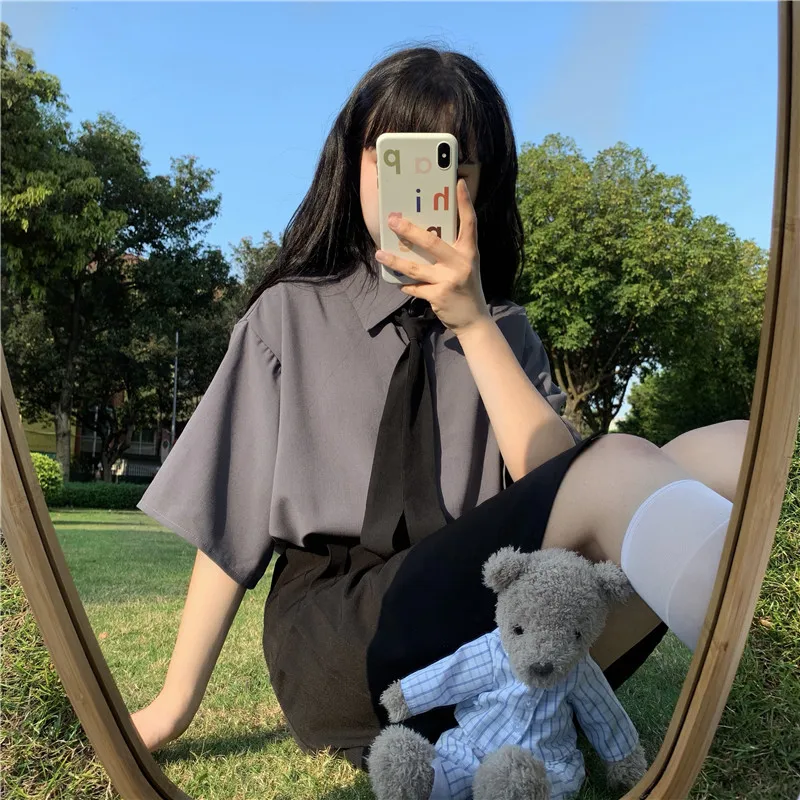 Японский колледж jk униформа из двух частей Женская универсальная рубашка с