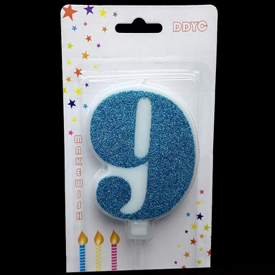 1 шт.,, голубые свечи с цифрами на день рождения, 1, 2, 3, 4, 5, 6, 7, 8, 9, 0, детские свечи на день рождения для торта, вечерние украшения, свечи - Цвет: 9