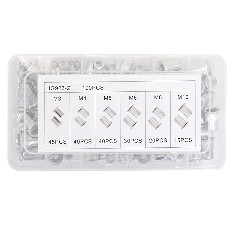 190 шт. заклепки из алюминиевого сплава плоская головка с резьбой вставка крышка M3