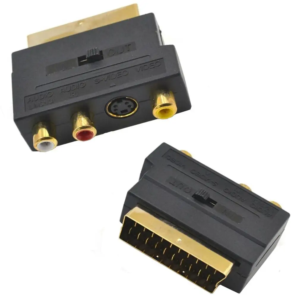 RGB Scart до 3 RCA s видео адаптер Композитный Phono конвертер AV ТВ аудио для DVD рекордер