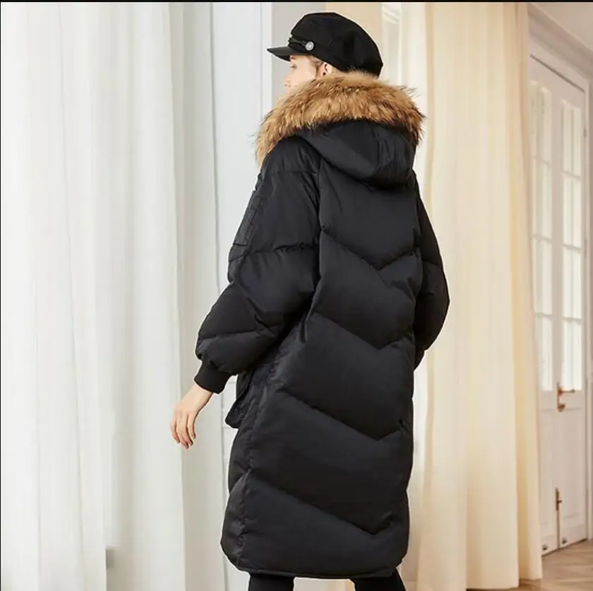 2019 hiver veste femmes rеel naturel fourrure de rate laveur col manteaux длинные canard vers le bas толстовки с капюшоном