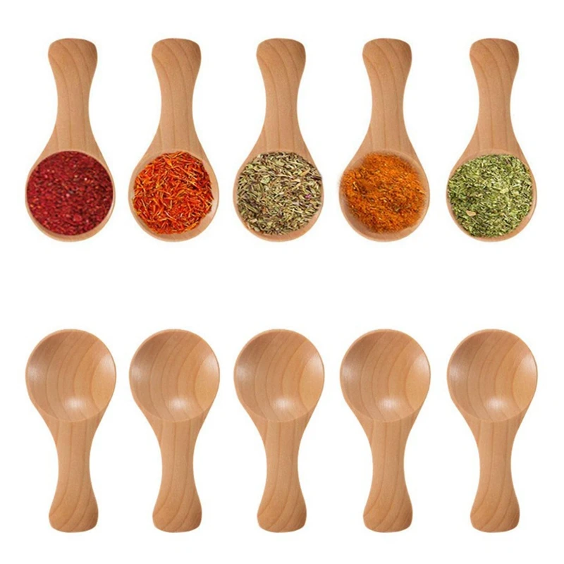 

Short Handle 10 Packets of Small Wooden Spoon Perfect for Small Jars of Jam Spices Condiments Seasonings Sugar Honey