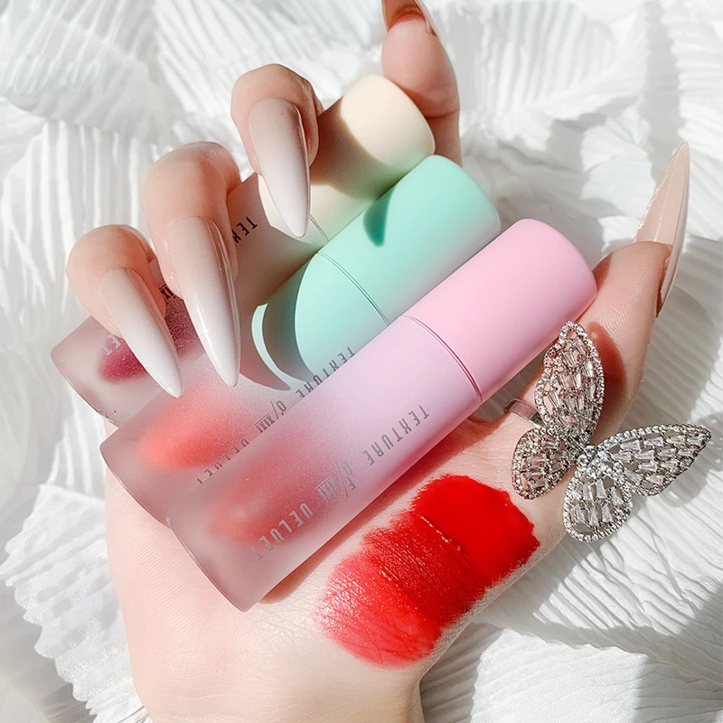 

Velvet Jam Lip Glaze Lip Plumper Matte Watery Lip Gloss Mud Pearly Strawberry Tomato Plum Color Lipstick Beauty Cosmetic TSLM1