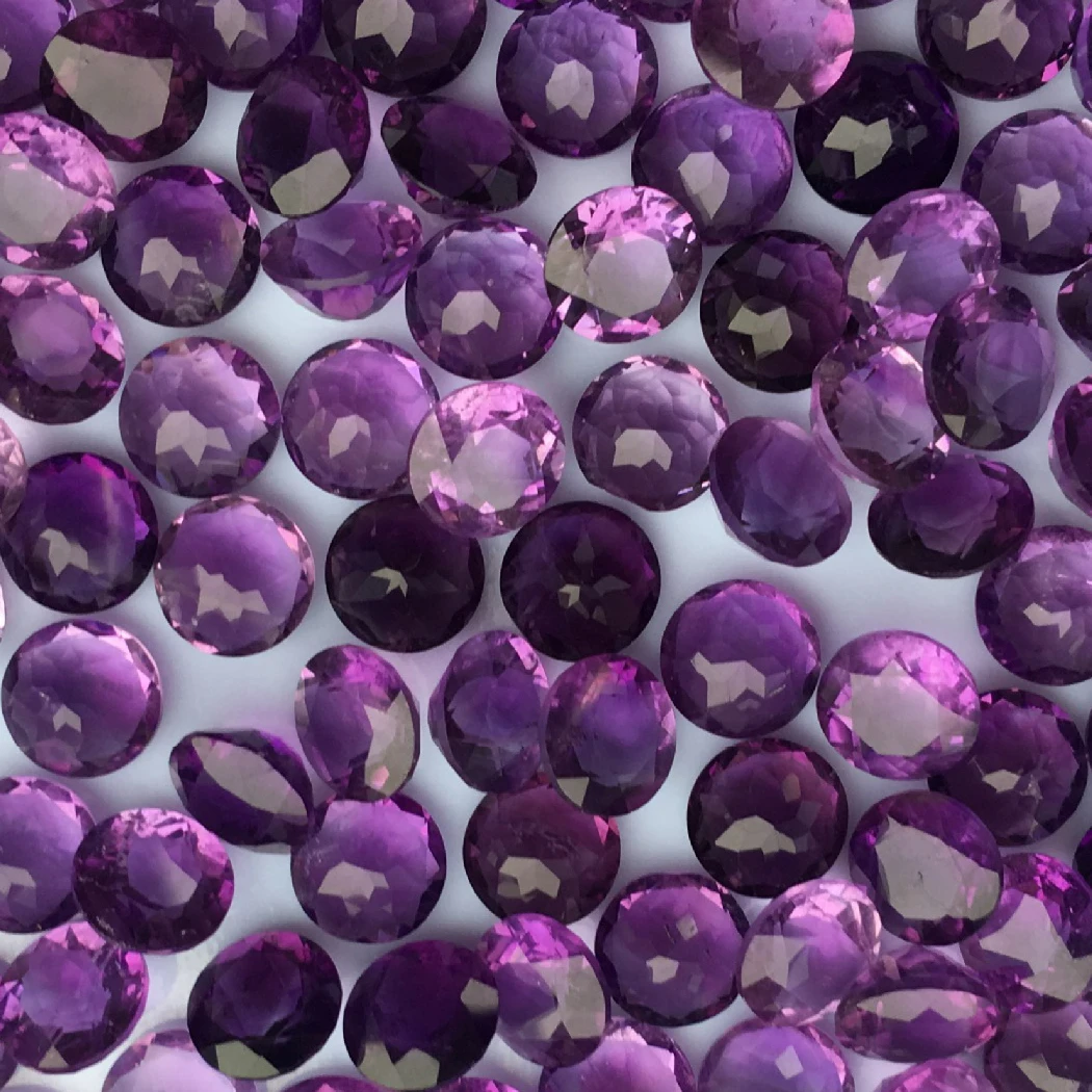 

10Piece Amethyst Natural Loose Gemstone round faceted 5mm Bead for Inlaid silver 925 jewelry Ring Necklace DIY ICNWAY