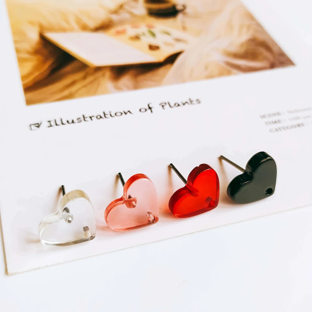10 шт. серьги гвоздики в форме сердца|Ювелирная фурнитура и компоненты| |