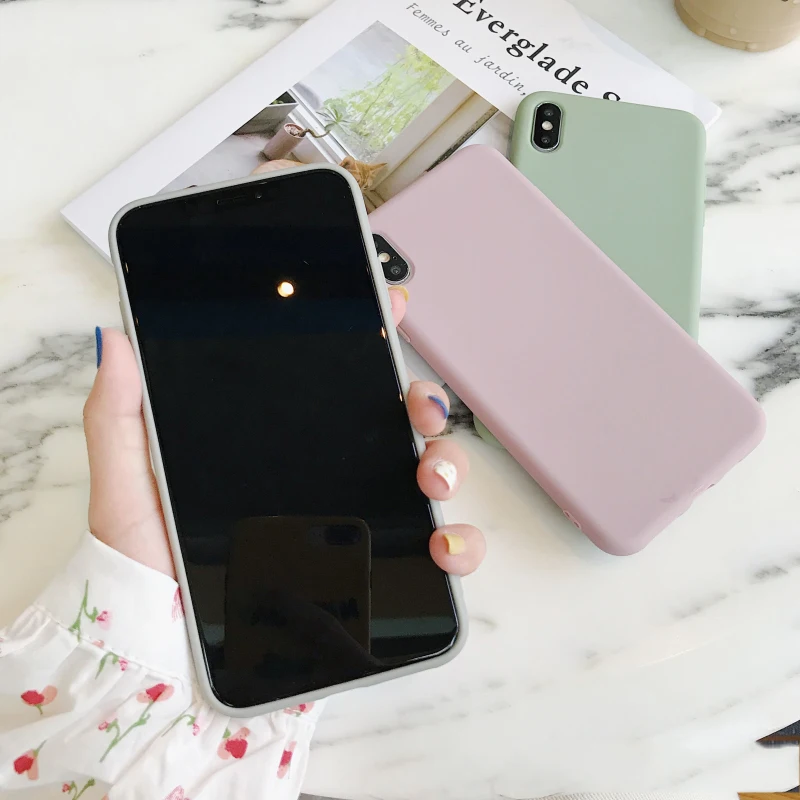 Силиконовый матовый чехол ярких цветов для iPhone XS Max XR X 10 8 7 6 6S Plus, модный простой мягкий чехол из ТПУ для iPhone 11 Pro Max Funda