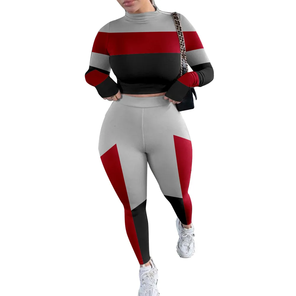 

Women Autumn Tracksuits Two Piece Sets Fitness Stretchy Sportswear Tops and Leggings Matching Outfits Female Pants Sets