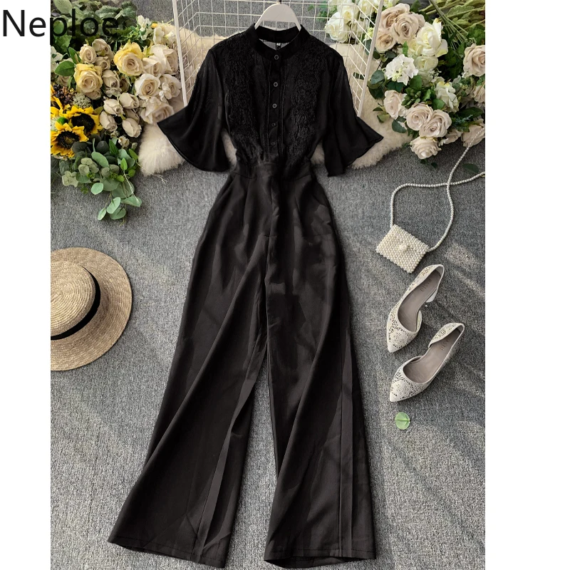 Женские шифоновые Комбинезоны с коротким рукавом Neploe Свободные широкими