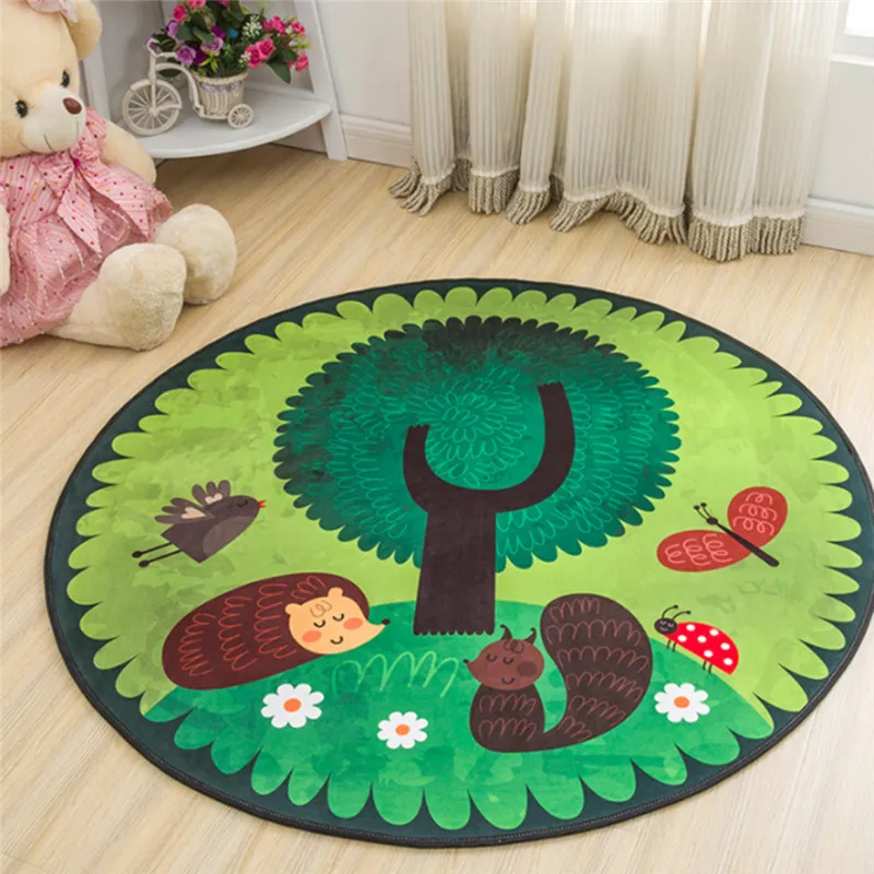 

Play Mat Round Elephant Seagull Deer Print Crawling Blanket Infant Game Pad Play Rug Floor Carpet Baby Gym Activity Room Decor