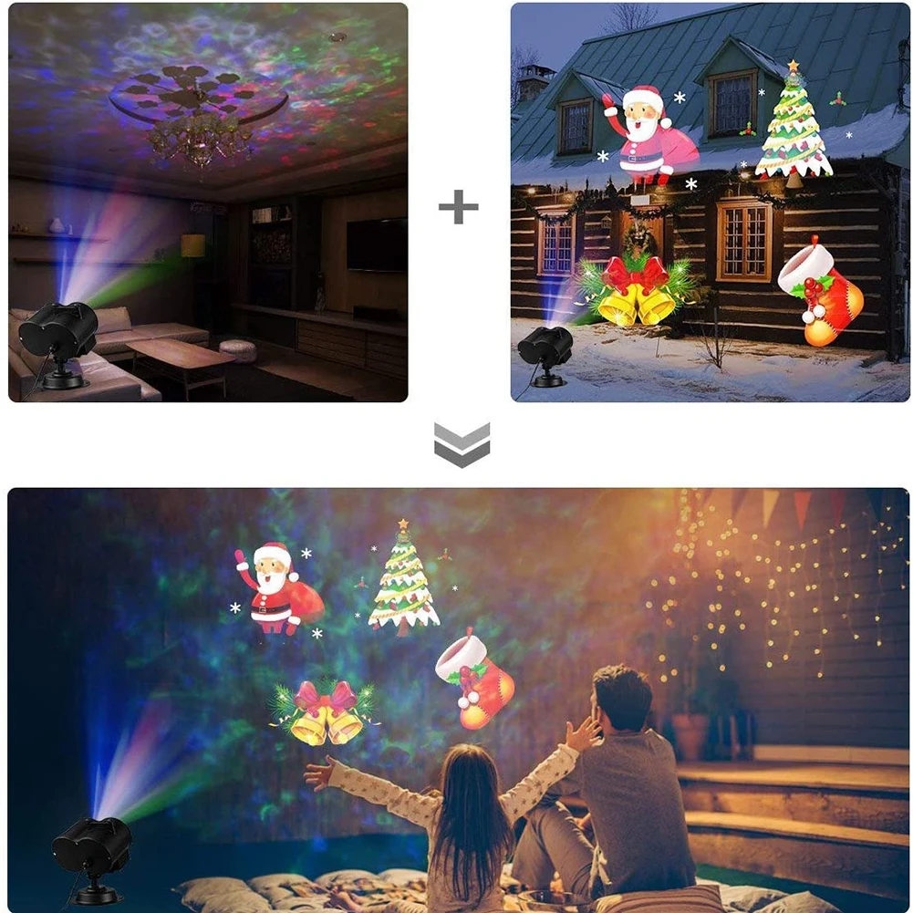 

Waterproof Dual Tube Stage Laser Effect Light Water Pattern Projection Lamp Party Home Decoration LED Christmas Atmosphere Light