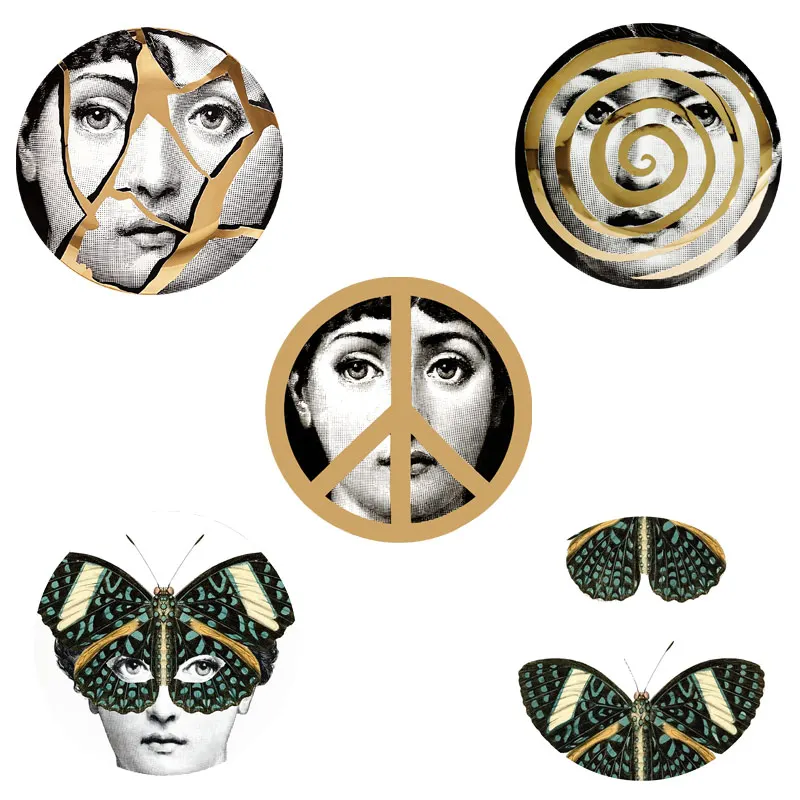 Милан Италия дизайнер fornasetti таблички узор обои разделенные картины настенные наклейки DIY Украшение стены 8 дюймов - Цвет: 7