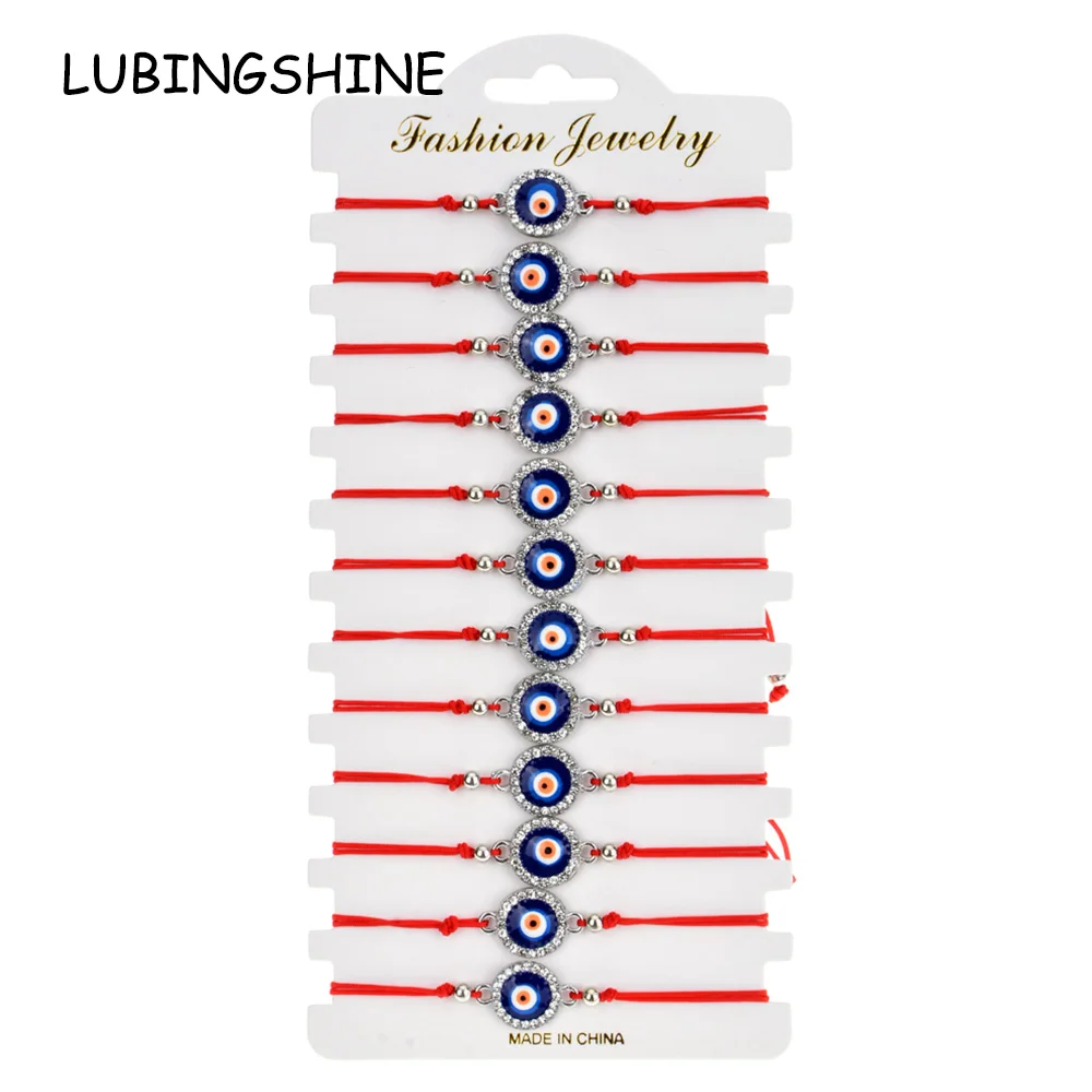 12 шт./лот очаровательные плетеные браслеты Blue сглаза для женщин и мужчин