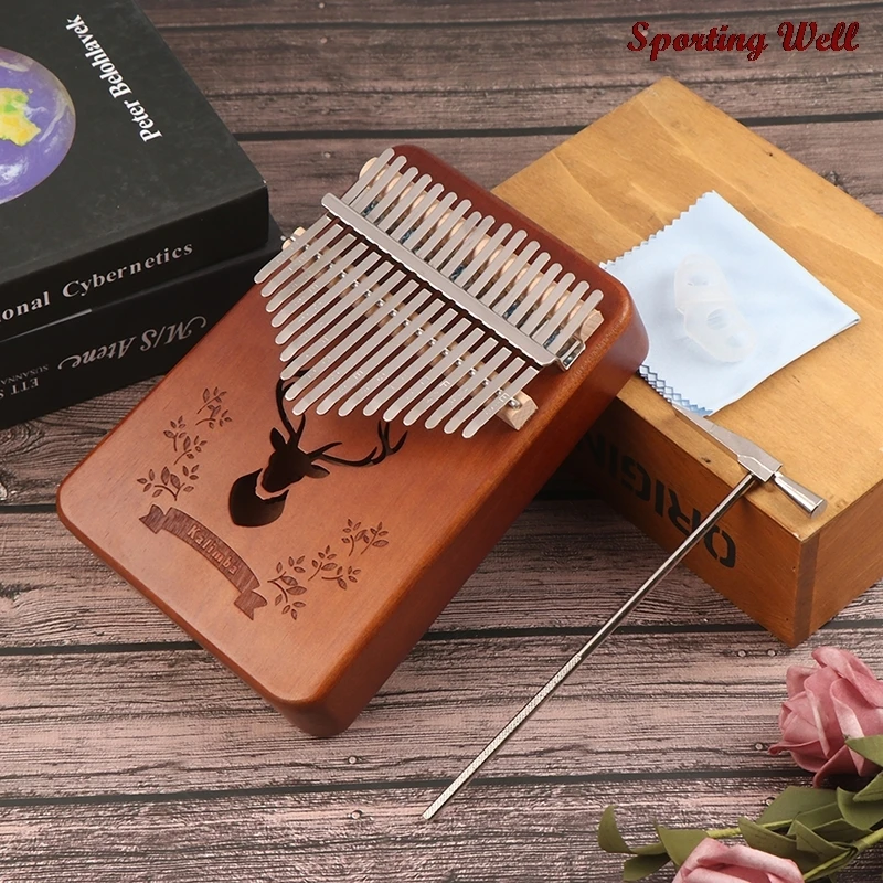 

17 Keys EQ kalimba Acacia Thumb Piano Link Speaker Electric Pickup calimba Bag
