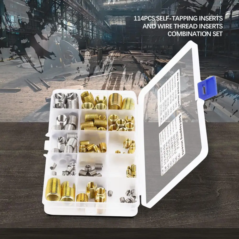

116PCS Wire Interna Thread Insert And Self Tapping Thread Repair Tool Kit Set With Case Easy And Quick To Install