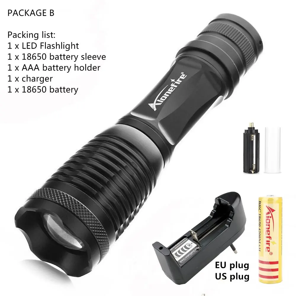 AloneFire E007 CREE XP-L V6 T6 светодиодный фонарь с зумом для работы фонарь-светильник фонарь для кемпинга лампа для AAA 18650 перезаряжаемая батарея - Испускаемый цвет: flashlight B