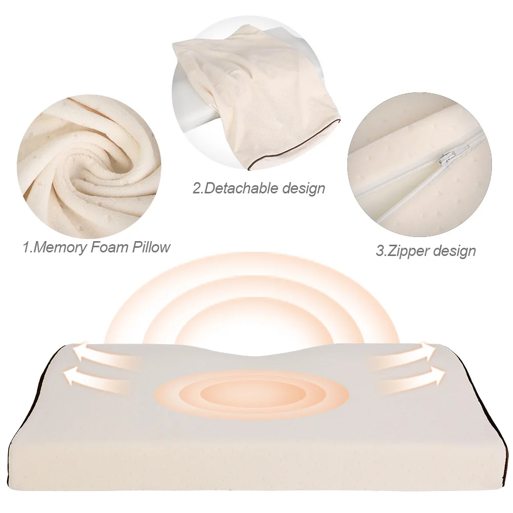 Memory Foam Bedding Pillow Butterfly Shaped Health Neck Protection Slow Rebound Orthopedic Size In 50*30CM | Дом и сад