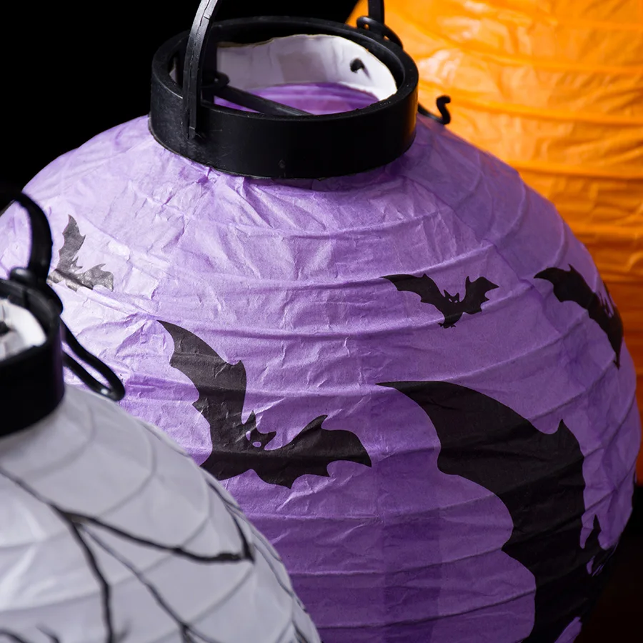 1pcs/bag White Spider LED Lamp Paper Lanterns Decoracion Fiesta Happy Halloween Party Decorations Home Kitchen Accessories Favor | Дом и сад