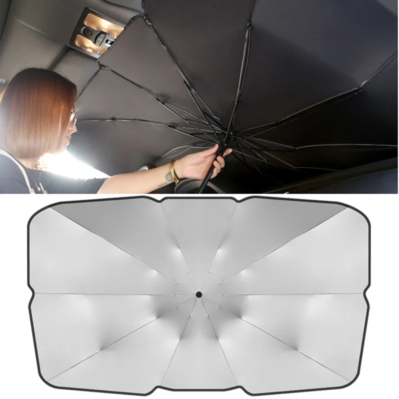 

Universal car umbrella type window sunshade auto windshield cover parasol coche for Car Front Shading