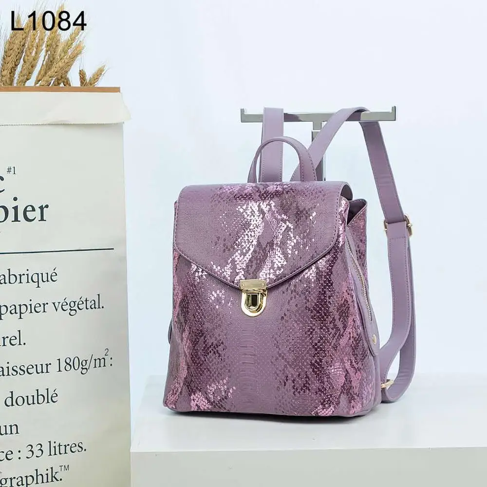 

2021 New Snake Backpack for Women Student Luxury PU Leather Python Pattern Bag Elegant Backpacks