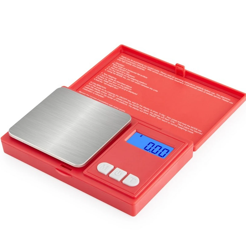 

Mini Digital Scales Red Electronic Balance Scale 0.01G Precision Libra Jewelry Pocket Scale Portable Palm Weight Scale