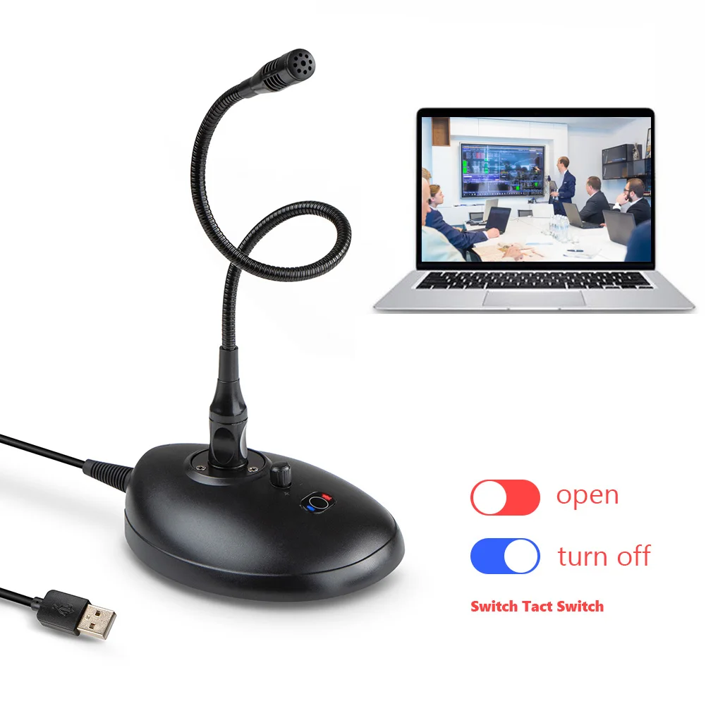 

DC 3V Metal USB Condenser Recording Microphone EJU03 USB Computer Microphone Mic 360 Gooseneck Design w/ Mute Button