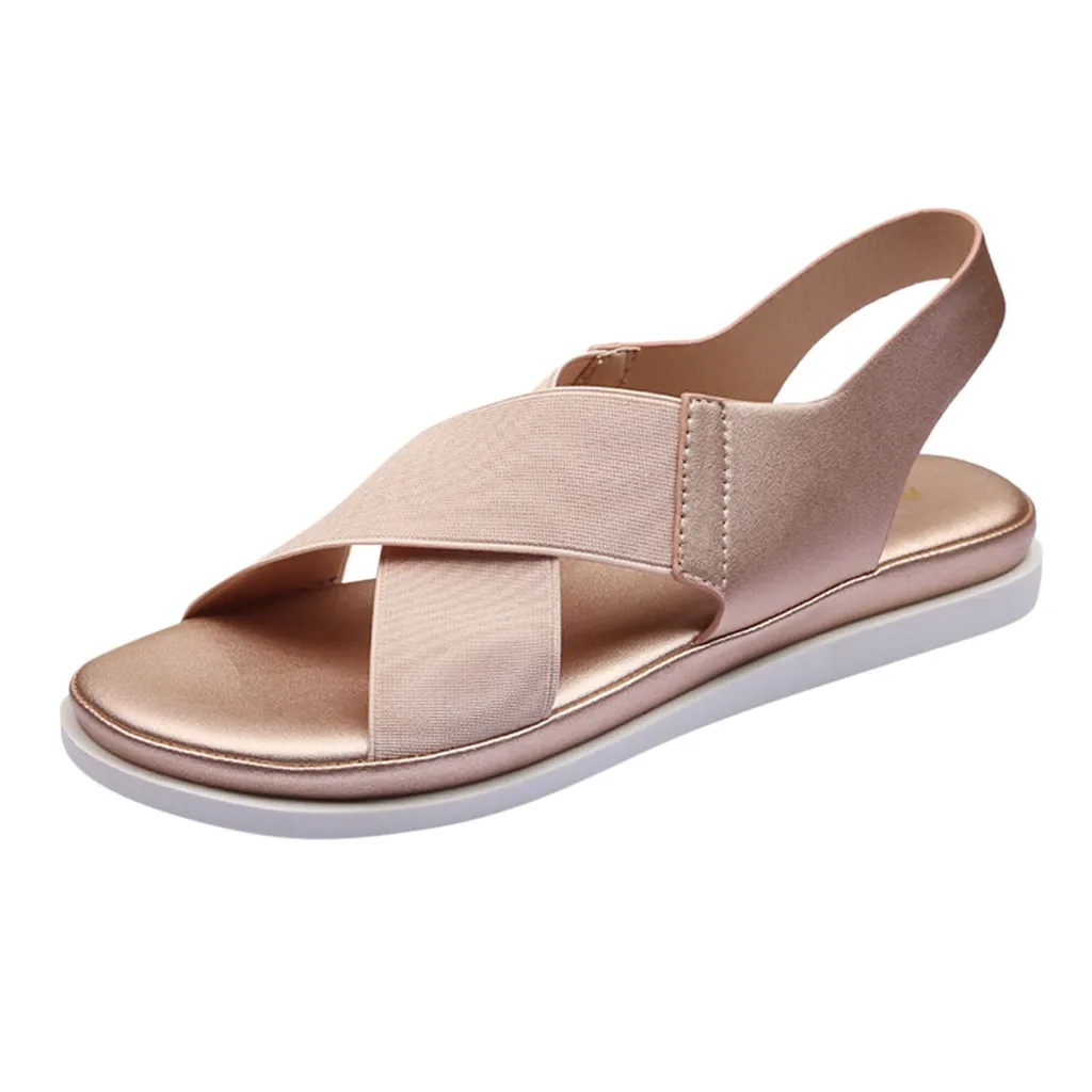 

Summer Comfy Slip On Women Sandals Elastic Textile Splicing Sandals Casual Beach Shoes For Woman Classics Non-slip Lightweight