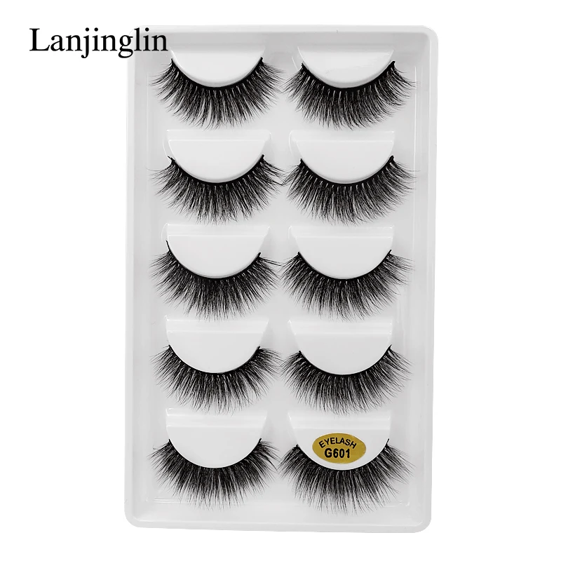 LANJINGLIN, 5 пар, ресницы 3d, норковые ресницы, макияж, натуральные длинные накладные ресницы, объемные ресницы