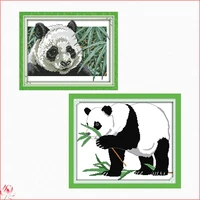 joy sunday panda cross stitch kit pattern 14ct white 11ct printed cute animals embroidery set diy home decoration craft painting