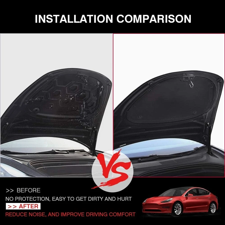 For Tesla Model 3 2017-2021 Front Hood Sound Deadening Pad Rear Trunk Soundproof Mat Front Wheels Protective Pad Noise Reduction