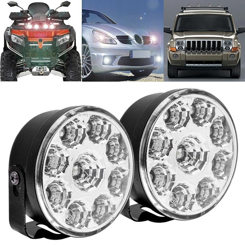 

2Pcs 9LED DRL Round Car Fog Lamp 12v White Driving Daytime Running Lights LED Super Bright Head Light Applicable To All Models