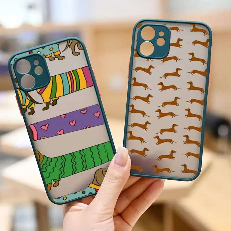 

Dachshund Doberman dog cartoon animal Phone Case matte transparent For iphone 7 8 11 12 plus mini x xs xr pro max cover