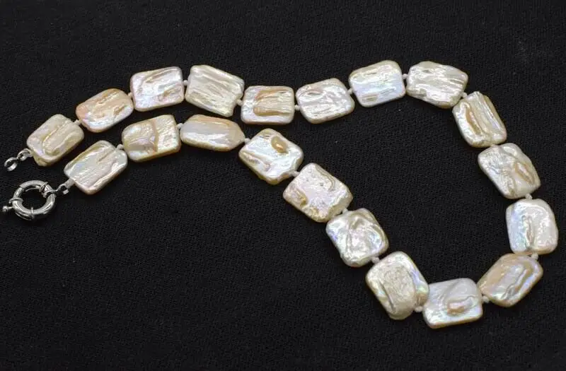 

pink frshwater pearl oblong reborn keshi necklace 17" wholesale beads 15*20mm