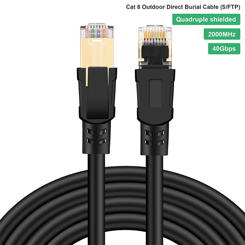 Cat8 Ethernet кабель 100 футов высокоскоростной 26AWG LAN Сетевой 40 Гбит/с 2000 МГц RJ45 разъем