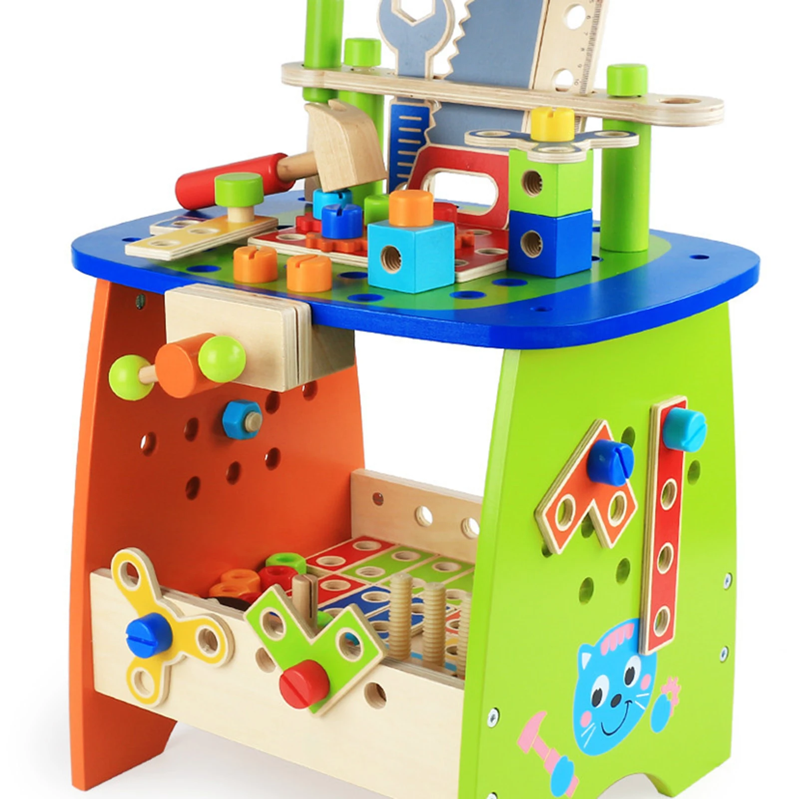 

DIY Children Wooden Tool Bench Toy Disassembly Tool Table Simulation Toy Screw Nut Combination Assembly Repair Tool