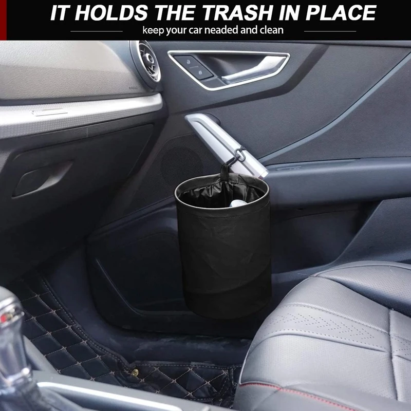 

Multifunctional Folding Car Trash Can,Double Waterproof Leather Car Garbage Can Organizer, Rubbish Bin