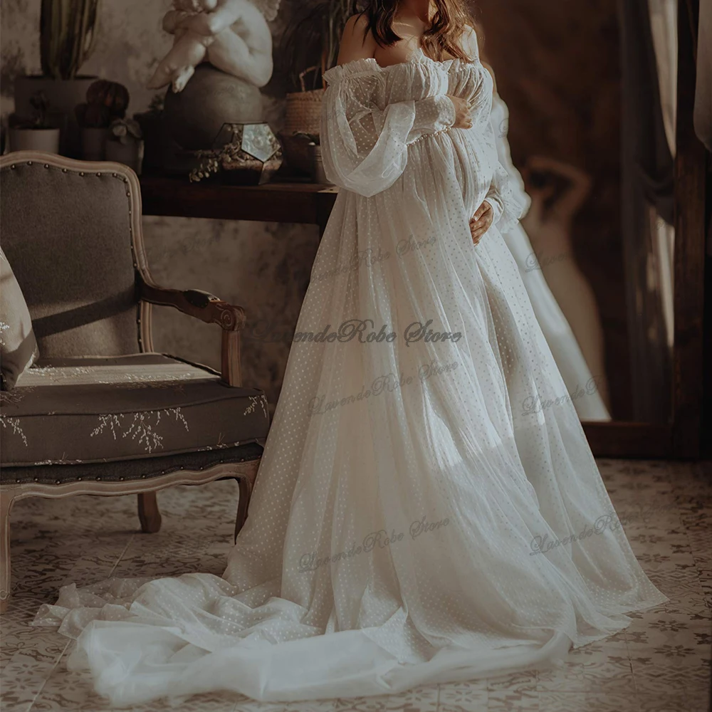 

Women's Dresses Long Sleeve Perspective Sheer Tulle Maxi Evening Party Custom Wedding Bridal Dress Gown Photoshoot