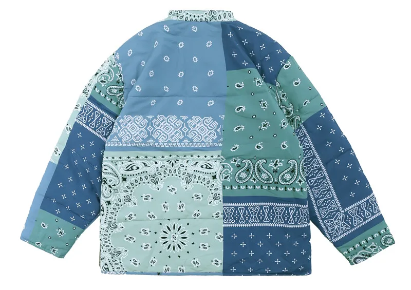 

Winter Cashew Flower Printing KAPITA PUFFER JACKET Parkas Men Women Stand Collar Bread Coats