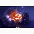 Алмазная живопись 5d для творчества, домашнее украшение, мультяшный Кот, держит тыкву, фонарик, вышивка крестиком из смолы, алмазная вышивка, роспись, Декор