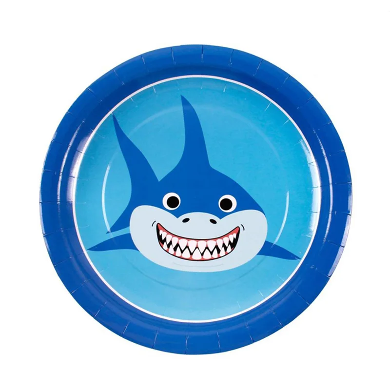 shark 8 шт./партия, прекрасная 9 дюймовая бумажная тарелка для праздника, космическая тарелка для дня рождения, свадьбы, вечеринки, украшения для вечеринки - Цвет: shark