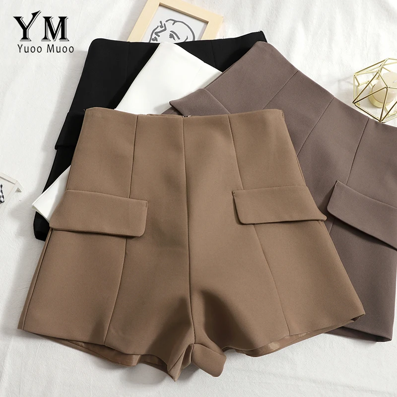 

YuooMuoo Shorts All Match Black White Casual Shorts Women A-line High Waist Slim Short Femme Chic Ladies Bottoms
