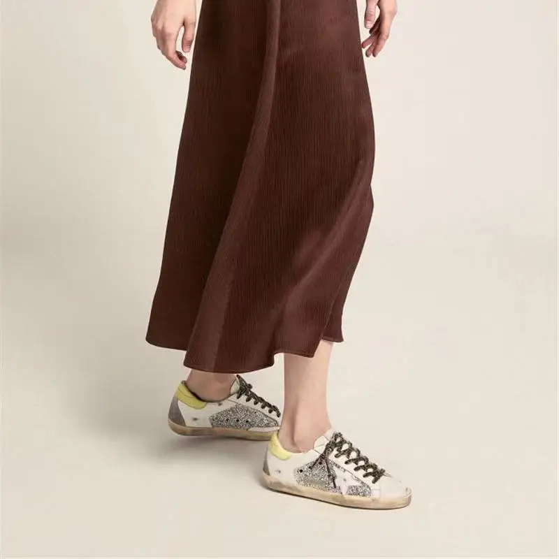 

Autumn and Winter New Product Parent-child First Layer Cowhide Stitching Sequins Distressed Small Dirty Casual Kids Shoes QZ102