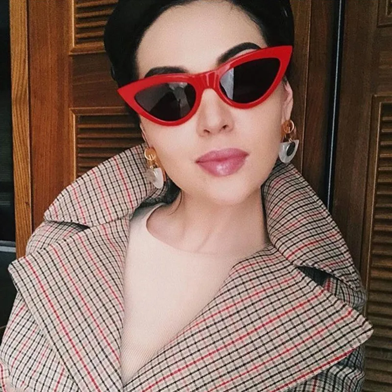 Женские солнцезащитные очки кошачий глаз винтажные треугольные в стиле ретро