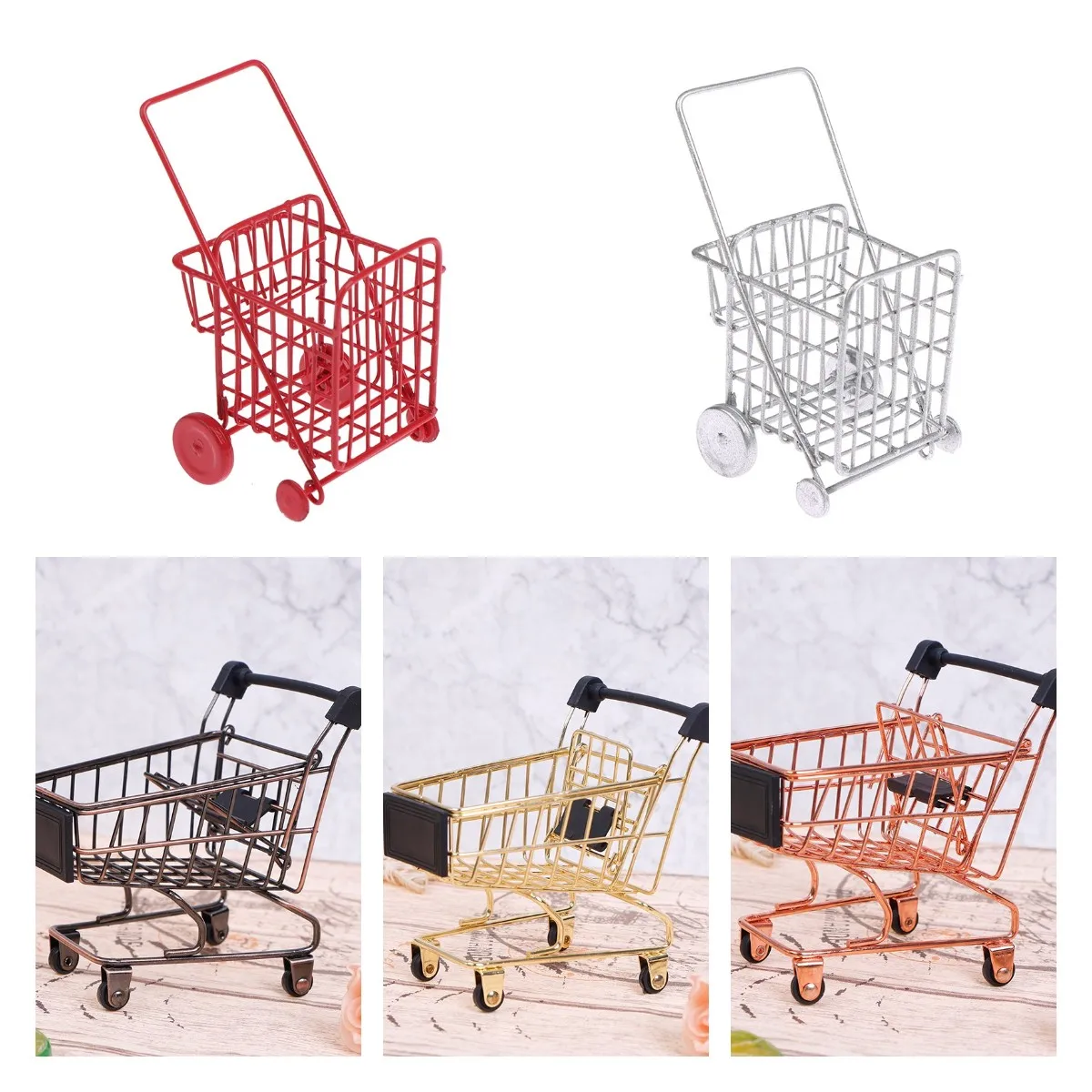 

1Pcs Cute Mini 1/12 Miniature Dollhouse Supermarket Shopping Cart Trolley Play Doll Food Drink Accessories Toy
